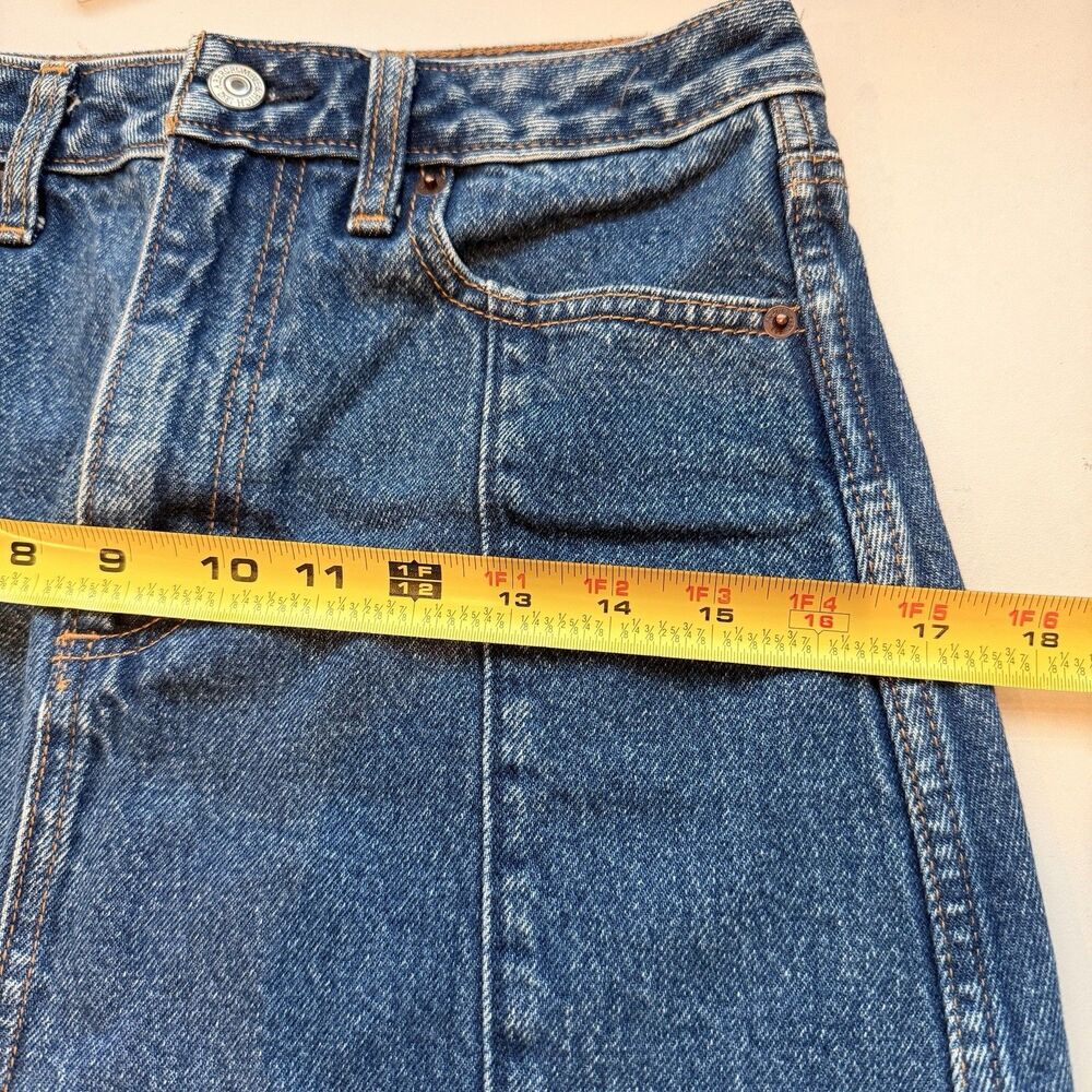 Abercrombie & Fitch Zoe Natural Rise A-Line Denim Mini Skirt Raw Hem 26/2 - Picture 8 of 8